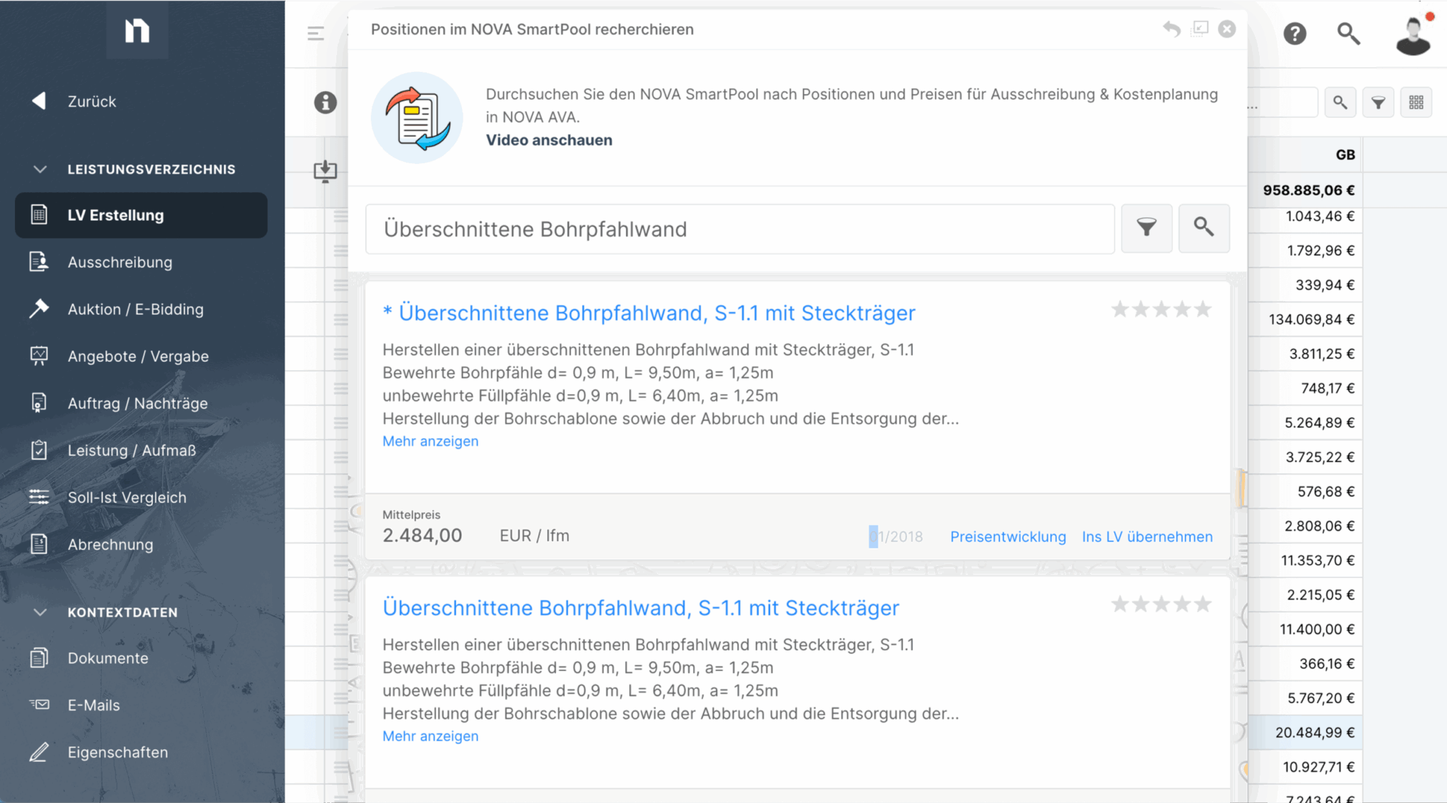 Nova AVA | Software für Ausschreibung, Vergabe und Abrechnung